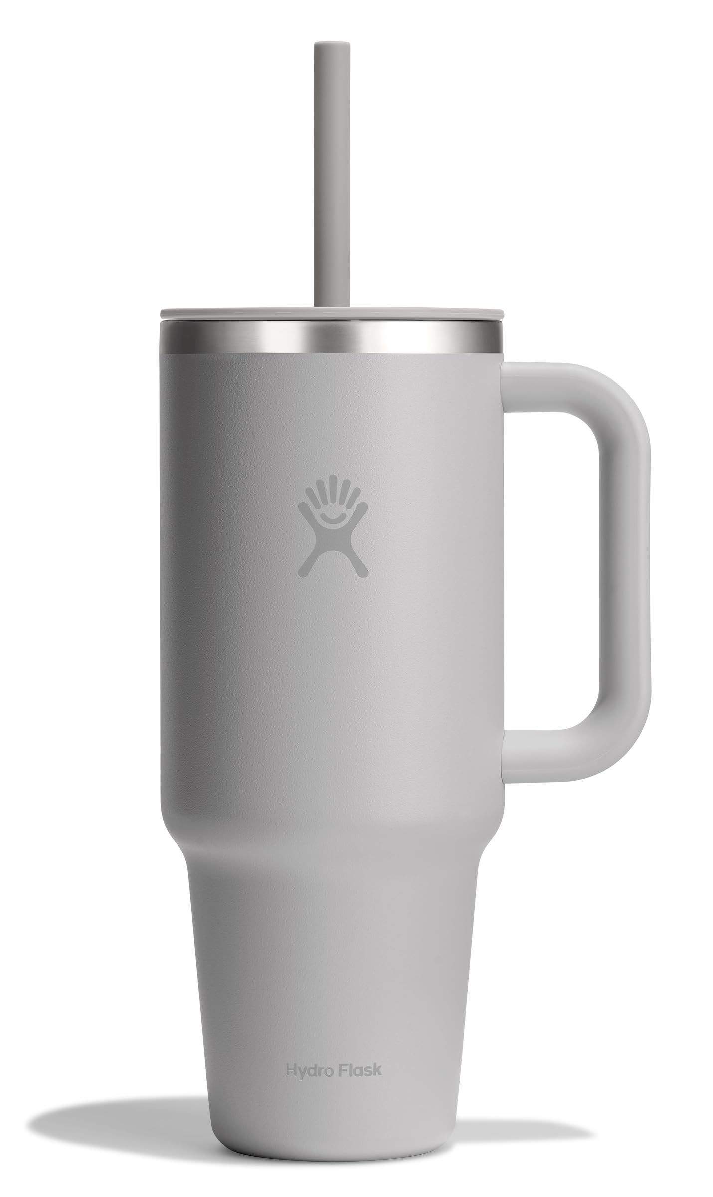 Hydro Flask Travel Tumbler with Handle, Lid and Straw - Insulated Stainless Steel in 40 Oz Tonal Birch Gray