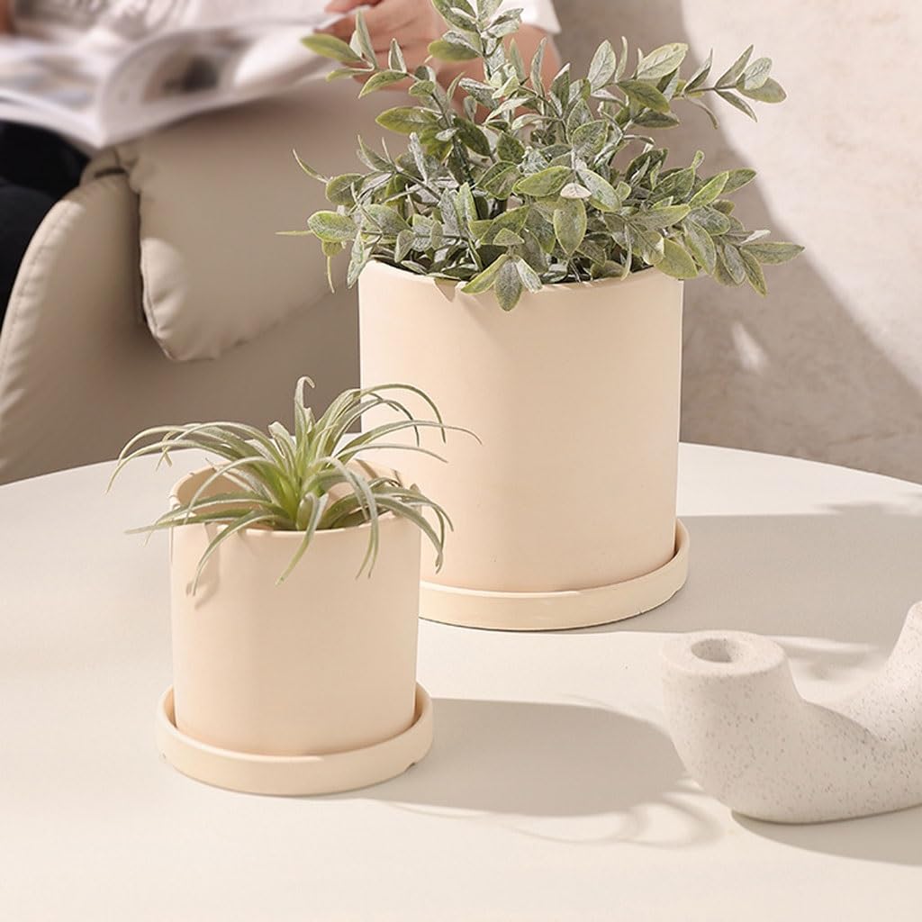 LAPADULA Pflanzentöpfe Home Luxus Dekoration Keramik Blumentöpfe Runde Blumentöpfe Moderner minimalistischer Stil Keramik Blumentöpfe mit Entwässerungslöchern Pflanzgefäße