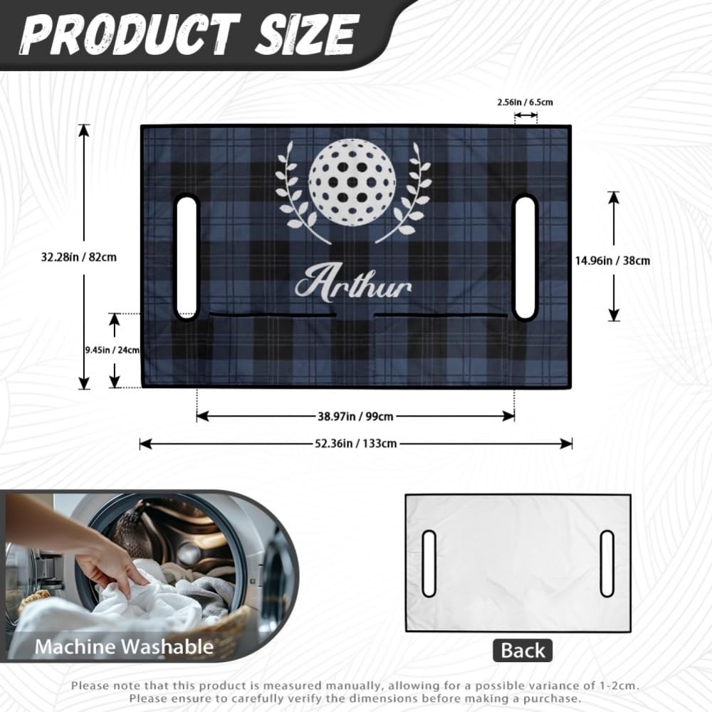 Personalisiertes Golfwagen Sitzauflage, im Karomuster für Golfwagen mit Ihrem Namen/Initialen/Foto/Logo, Mikrofaser Hält die Sitze Kühl und Sauber, Geschenk für Golfplatz, 133x82cm