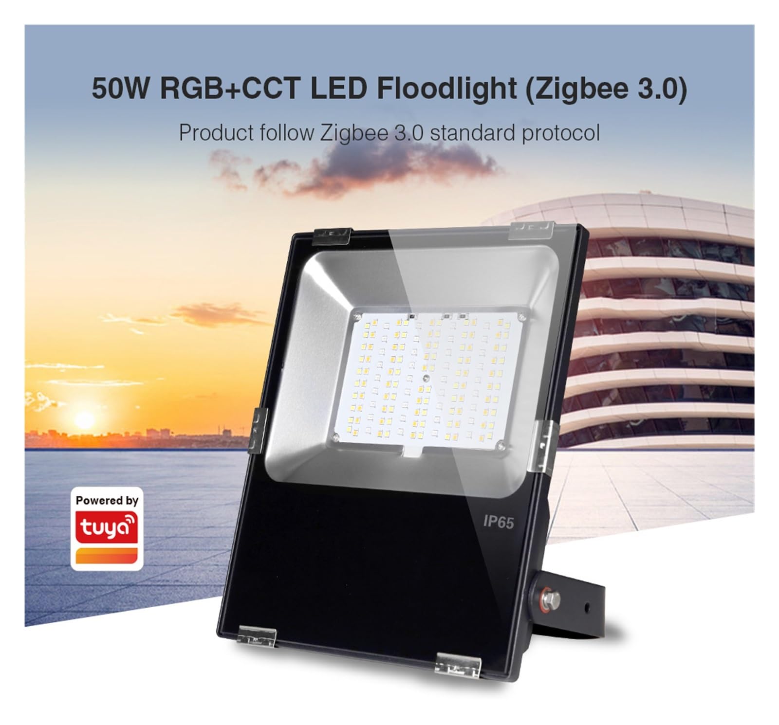 Luces de Seguridad 30W 50W WiFi Inteligente RGB + CCT Reflector LED (Zigbee 3.0) IP65 Iluminación De Paisaje Al Aire Libre A Prueba De Agua APLICACIÓN Control De Voz para Patio, jardín (Color : ZB-Bo