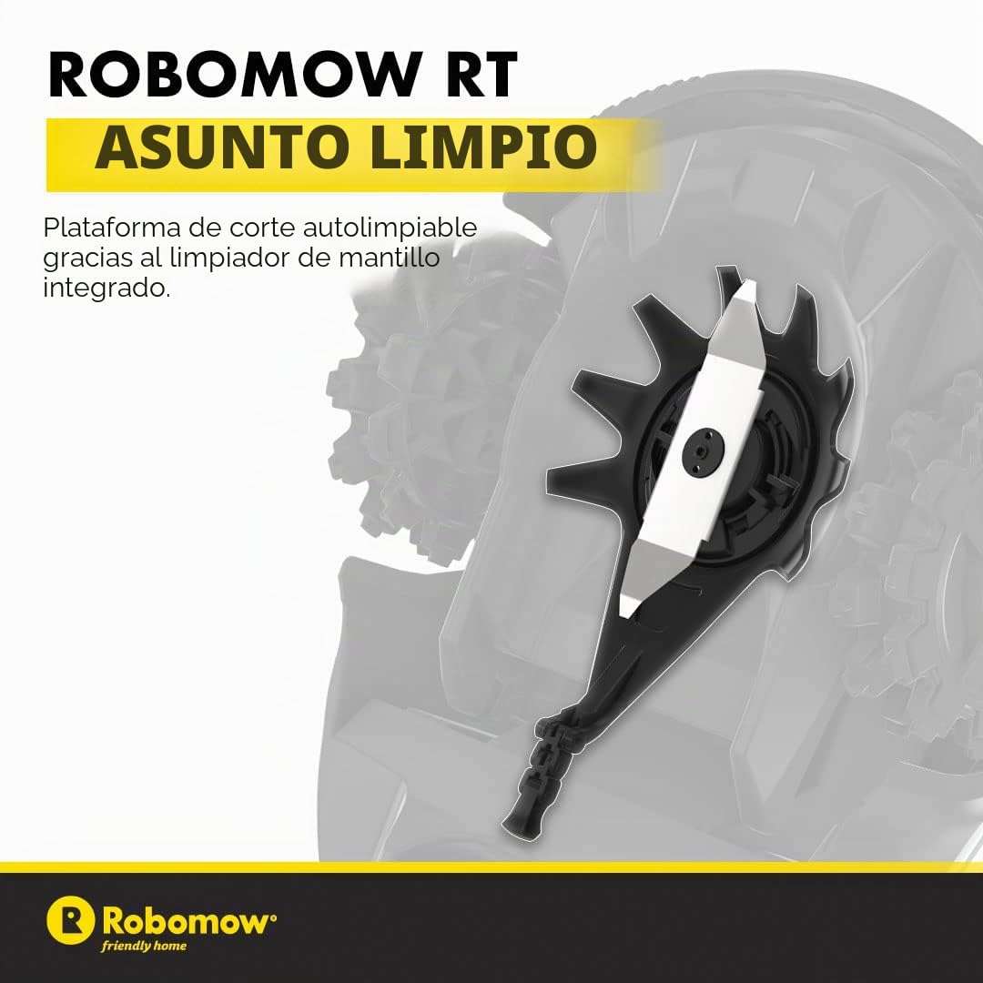 Robomow Robot cortacésped RT300 para Superficies de hasta 300 m² | 4,3 Ah; Ancho de Corte de 18 cm; fácil instalación, autolimpiable e Incluye Cubierta de Corte Flotante, Limpiador de mantillo