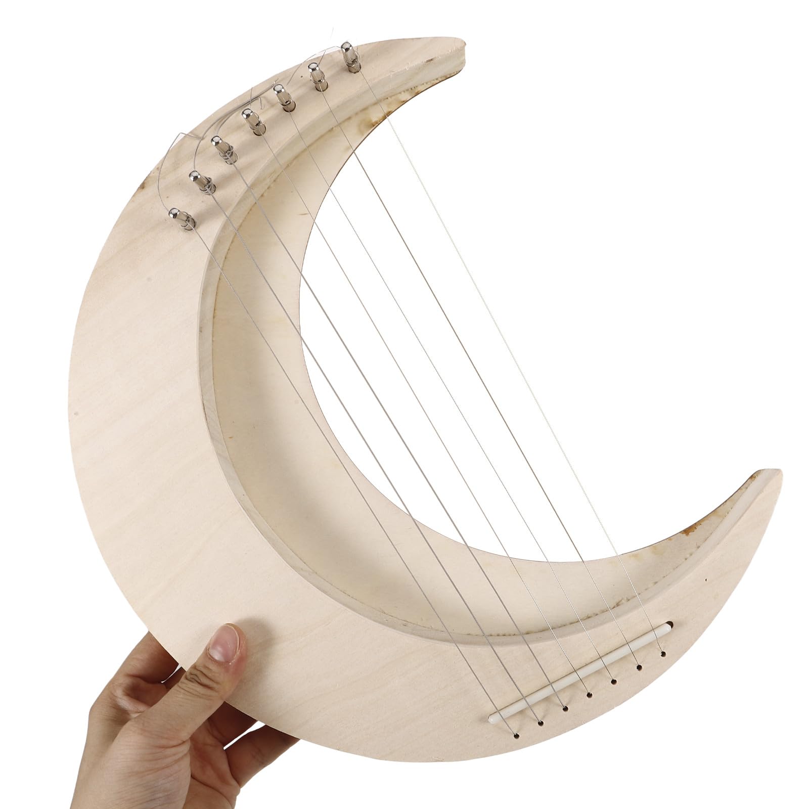 VOSAREA Arpa de Lira de Madera 7 Cuerdas, Diseño en Forma de Luna, Sonido Completo y Tono Cálido para Principiantes y Amantes Música, Portátil y Creativa