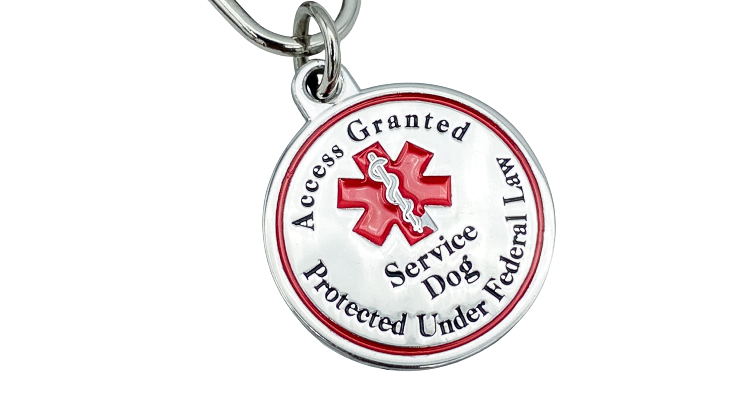 Service Dog ID Tag With Red Medical Alert Symbol - Military Grade Stainless Steel, Waterproof, For Collars & Harnesses - View #10