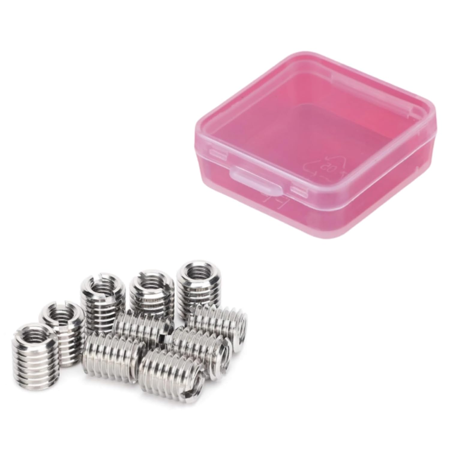 M8 Threaded Insert Reducing Nut, 10 Pcs Thread Reducer Nuts, M8 Female Thread and M10 Male Thread Stainless Steel Repair Insert Nut Thread Nut Conversion Kit with Storage Box (M6*M10*L12)