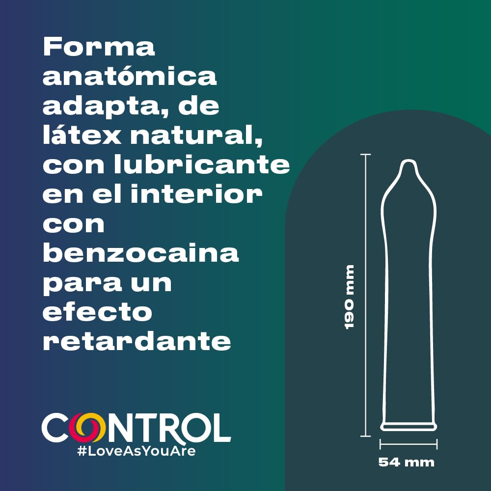 Control Non Stop Retard Preservativos- Caja de condones retardantes para una relación más prolongada, lubricados, ajuste perfecto, sexo seguro, 24 unidades (pack ahorro)