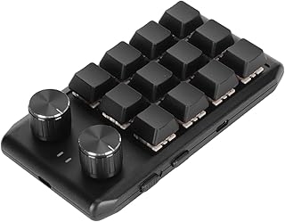 Pyhodi Macro Programmable Keyboard, Mini Custom Keypad with 12 Mechanical Keys 2 Knobs, Mini Mechanical Gaming Macro Keyboard Keypad for Gaming and Multimedia, Red (Wireless BT(Inbuilt