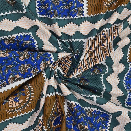 Image of 100% Cotton Single Bedsheet with 1 Pillow Cover | 240 TC Pure Cotton Flat Bed Sheet | Traditional Jaipuri Printed Bedding Set | Soft & Breathable | 60 x 90 Inch (Rangmahal Single 61)