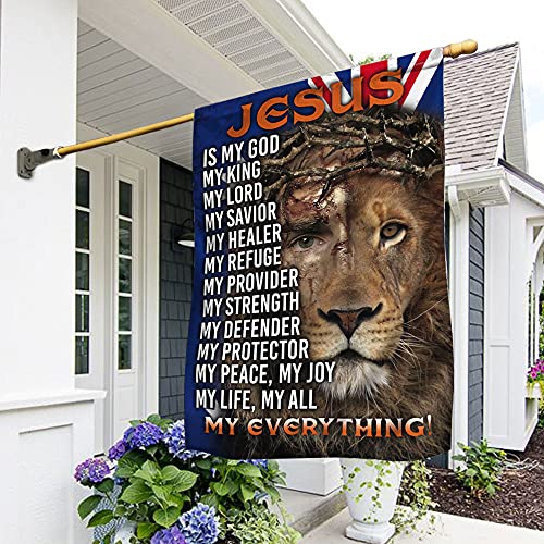 Drapeau saisonnier australien Jésus Lion de Judah, drapeau de jardin « My Everything » double face en polyester pour Halloween extérieur Par 32 cm x 48 cm