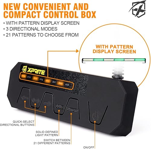 Miniatura 3 de Xprite Barra de luz estroboscópica LED COB de 35 pulgadas para asesor de tráfico de emergencia, barra de luz intermitente de advertencia de peligro