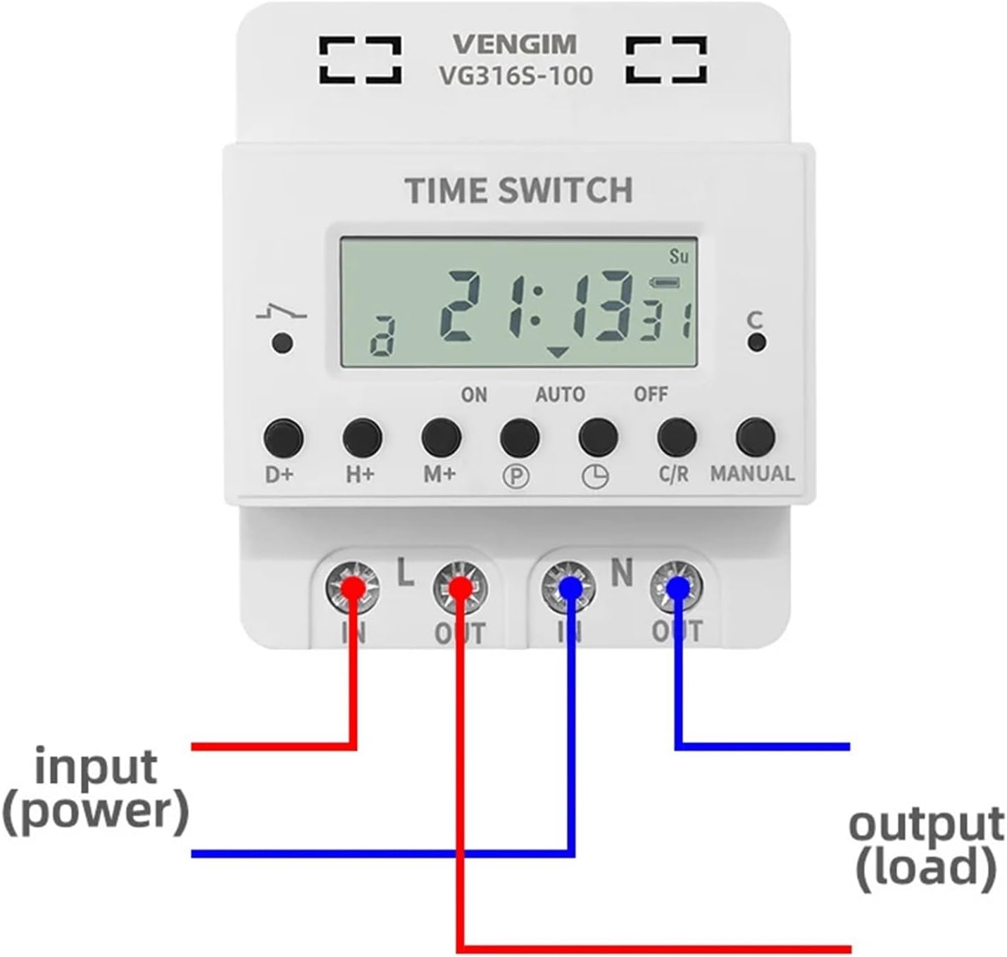 60A 80A 100A Timer Switch 220v Weekly 7 Days Programmable Digital Time Switch Relay Timer Control by Din Rail Mount(100A)(100A)