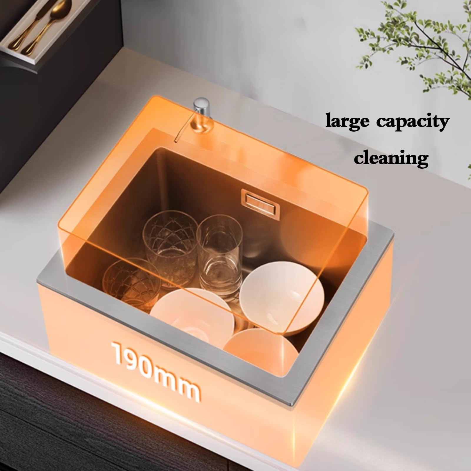 Sifone da Cucina salvaspazio per Camper, Mini lavabo sottopiano in Acciaio Inossidabile Argentato, Facile da Pulire (60 x 42 cm)