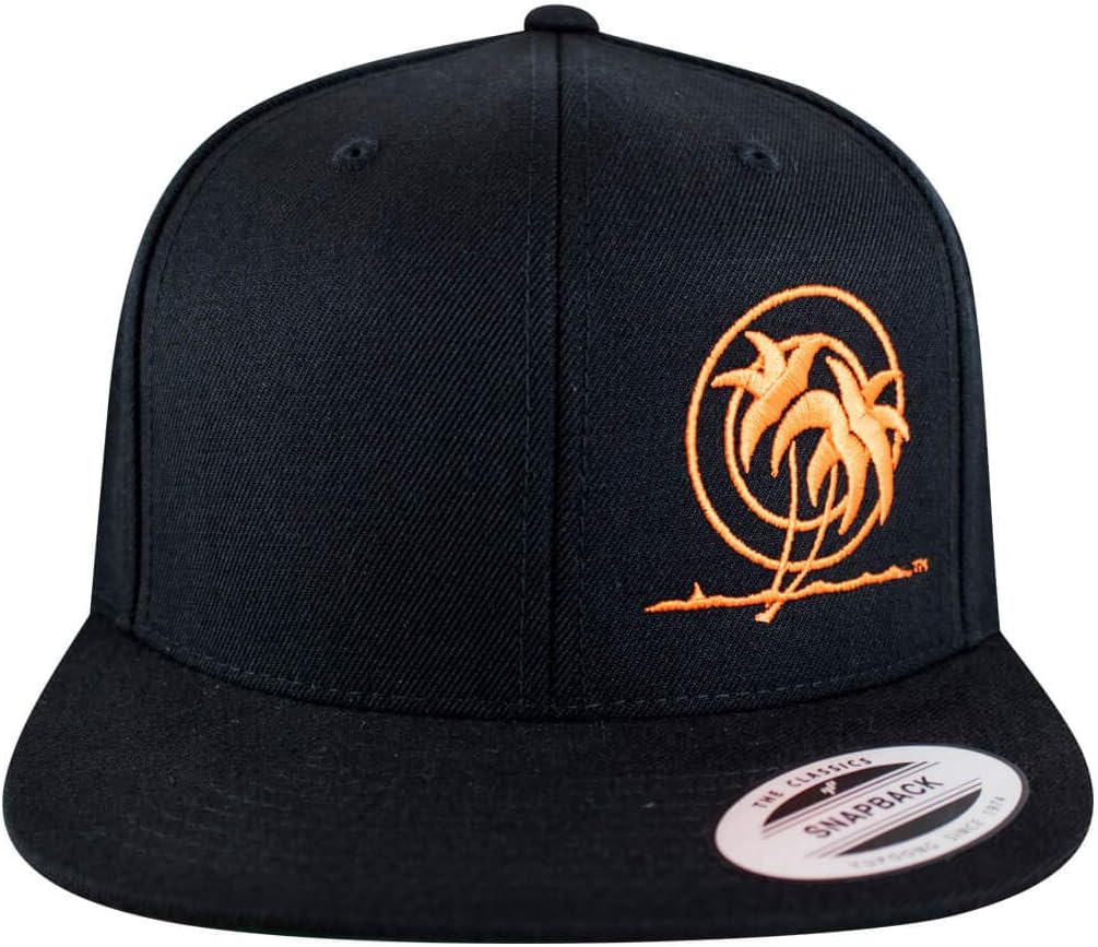 Classic Stencil Palm - 6089 Classic Snapback Trucker Baseball Hat Black/Orange