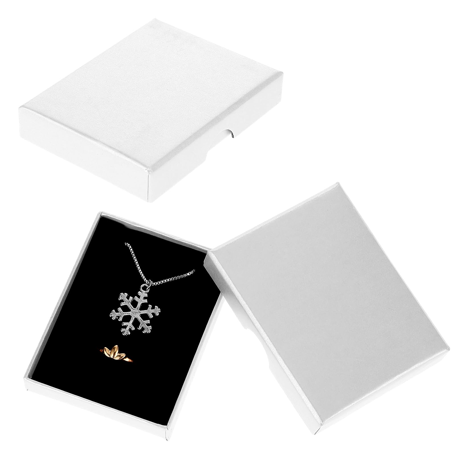 2 Pack Small Jewelry Gift Box, Cardboard Jewellery Box with Lids Pendent Storage Case Necklace Bracelet Earring Cardboard Organizer Square Jewelry Gift Boxes for Necklaces Bracelets Earrings(White)