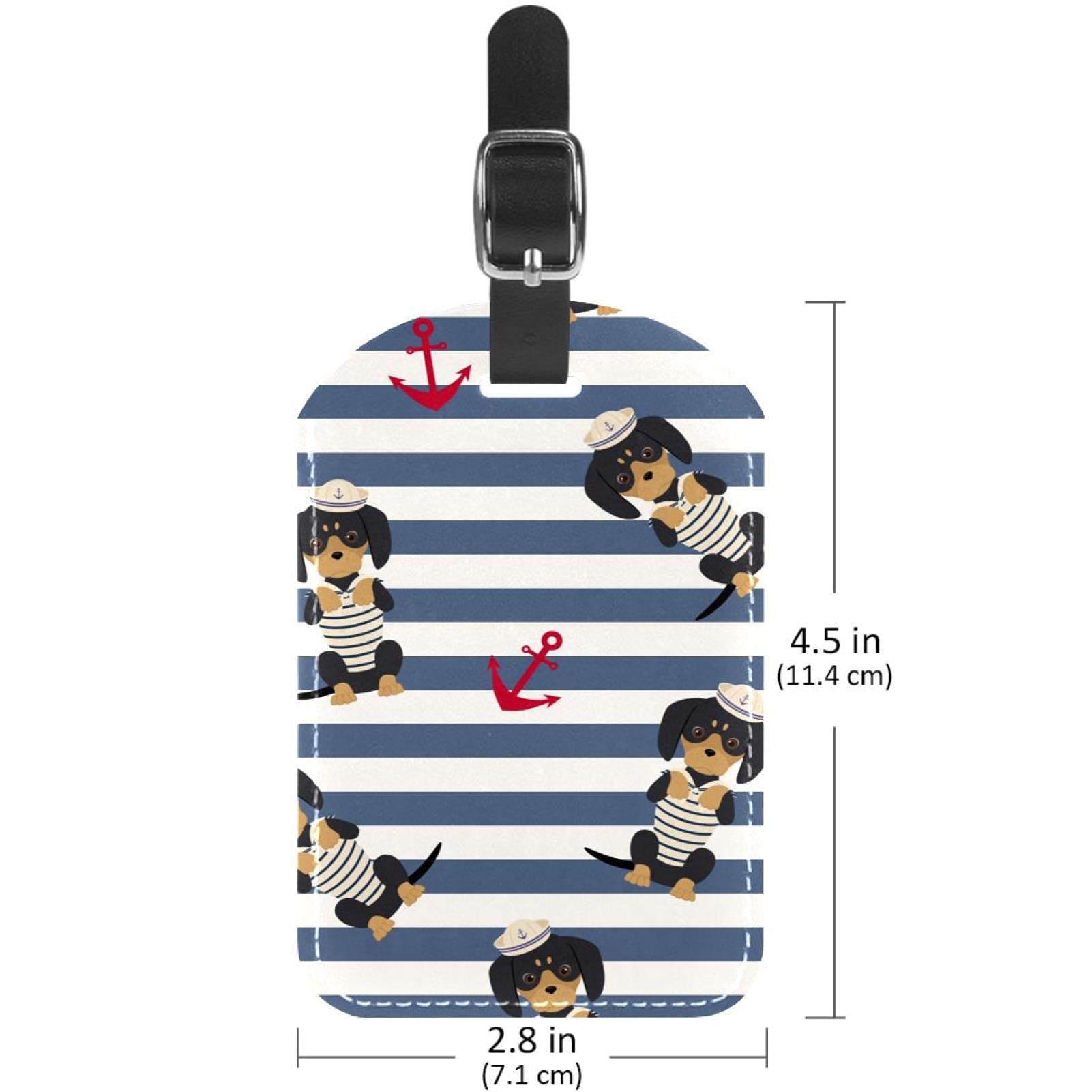 Étiquette De Bagage En Cuir Avec Imprimé Teckel Mignon Pour