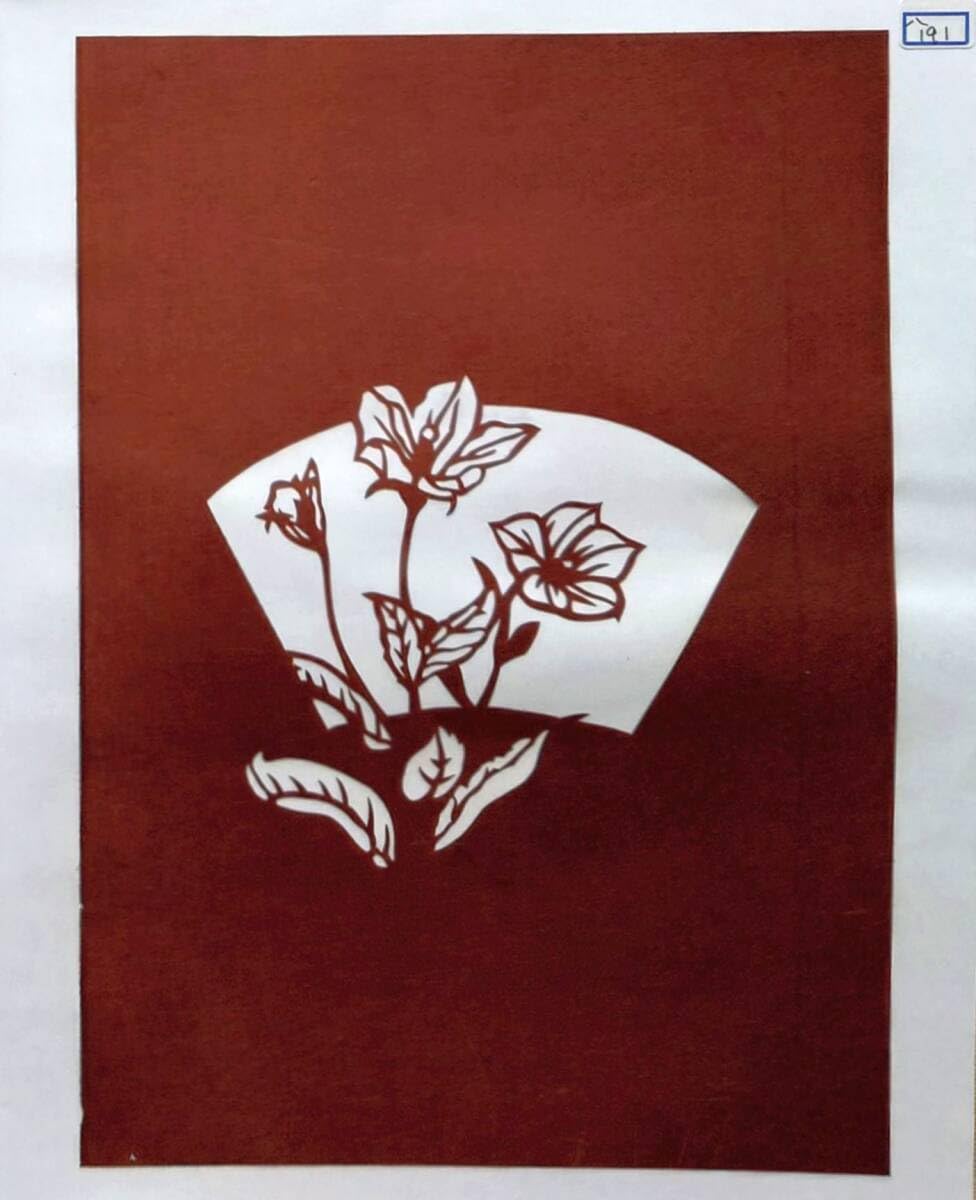 Amazon.co.jp: f240405191〇伊勢型紙 手彫り 桔梗の花 秋の風物詩