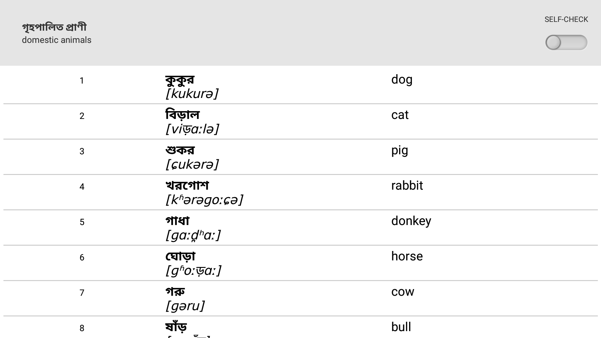 Learn Bengali words (Bangla) with SmartTeacher App on the Amazon