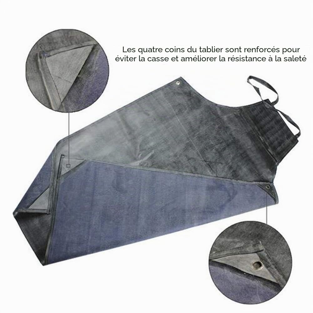 Tablier en caoutchouc imperméable, Tablier de travail pour la protection anti-taches et résistant aux acides et à l'huile à 45 ° Idéal pour le lavage de la vaisselle les travaux