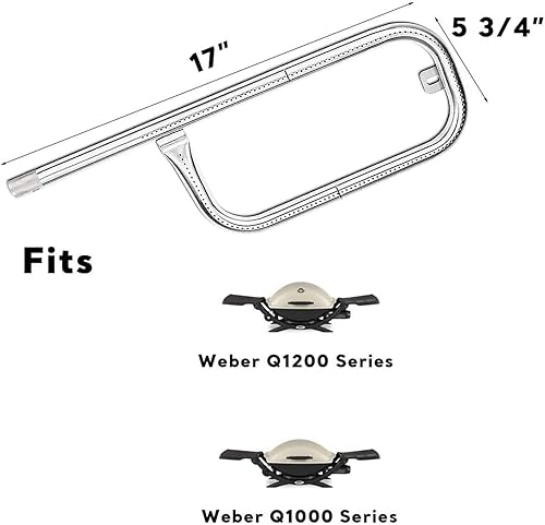 Miniatura 2 de Uniflasy 80346 Catch Pan 60040 Grill Quemador Tubo 7644 Rejilla de cocción de hierro fundido 6558 Plancha para Weber Q100 Q120 Q1200 Baby Q 386001