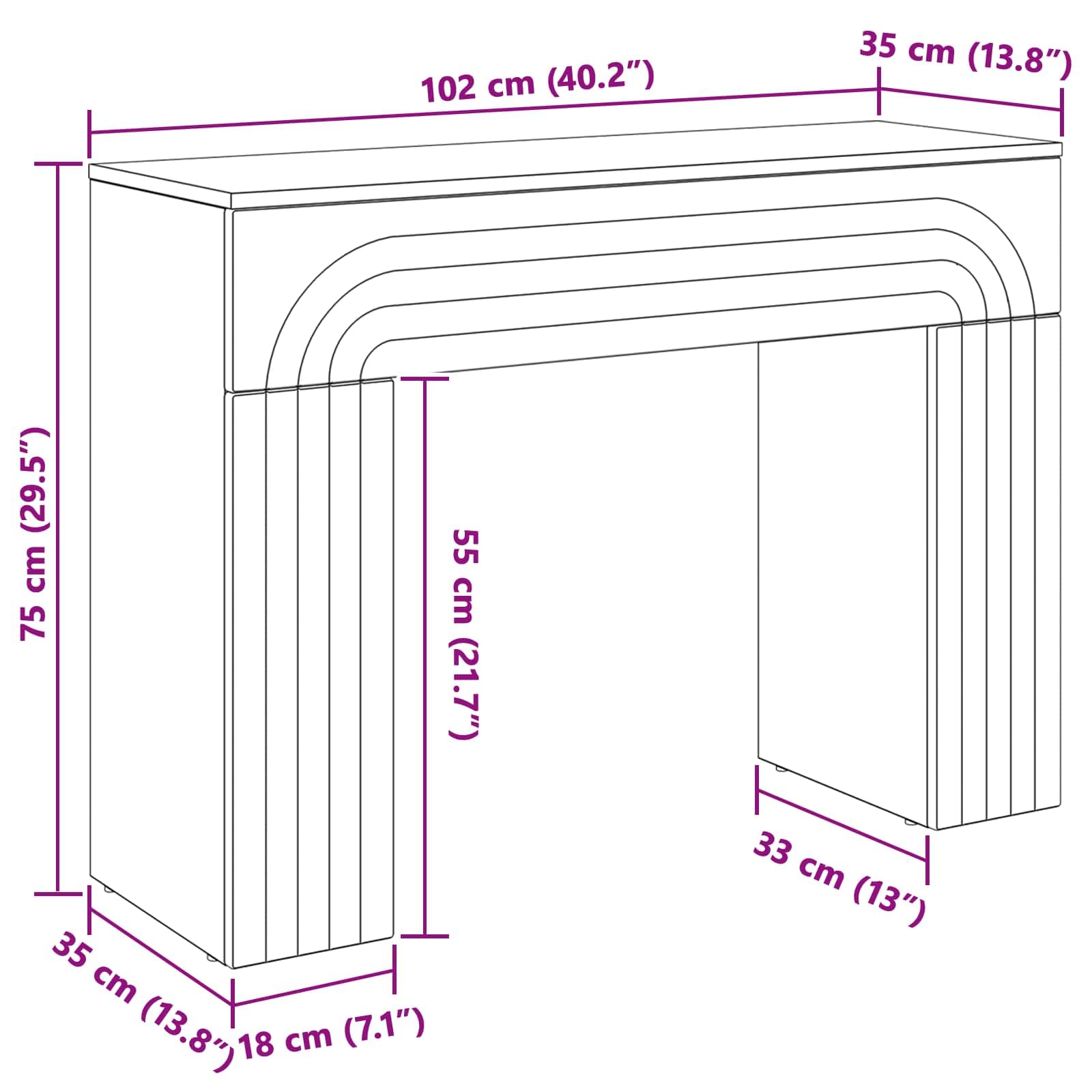 Couchtisch Sonoma-Eiche 102x35x75 cm Holzwerkstoff | Rechteckiges Design, stabile Beine, vielseitig nutzbar, pflegeleicht mit feuchtem Tuch