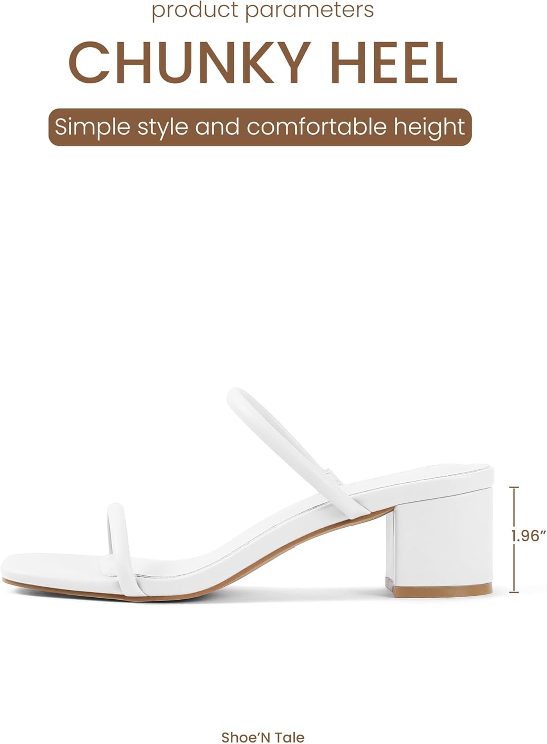 Shoe'N Tale Strappy Heels for Women Square Open Toe Two Strap Low Block Heel Slip on Dressy Sandals Shoes - Image 3