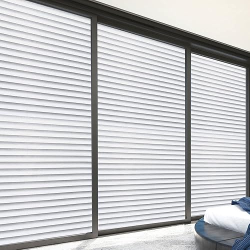 Miniatura 4 de Película de ventana con patrón de persianas, película de privacidad esmerilada, calcomanías decorativas de vinilo para ventana, se adhiere estática,
