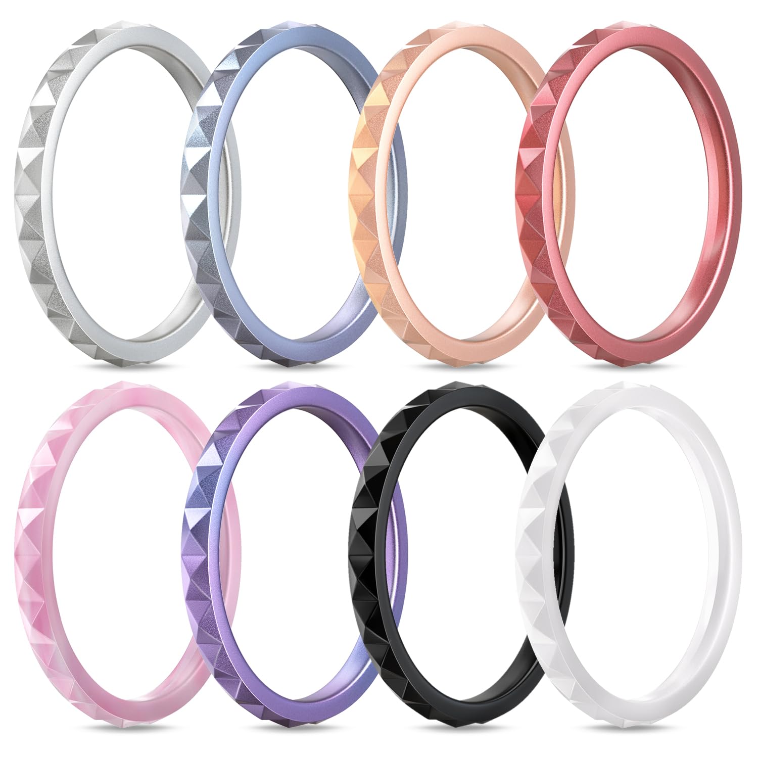 Egnaro Silicone Wedding bands women, Stackable Silicone Ring style
