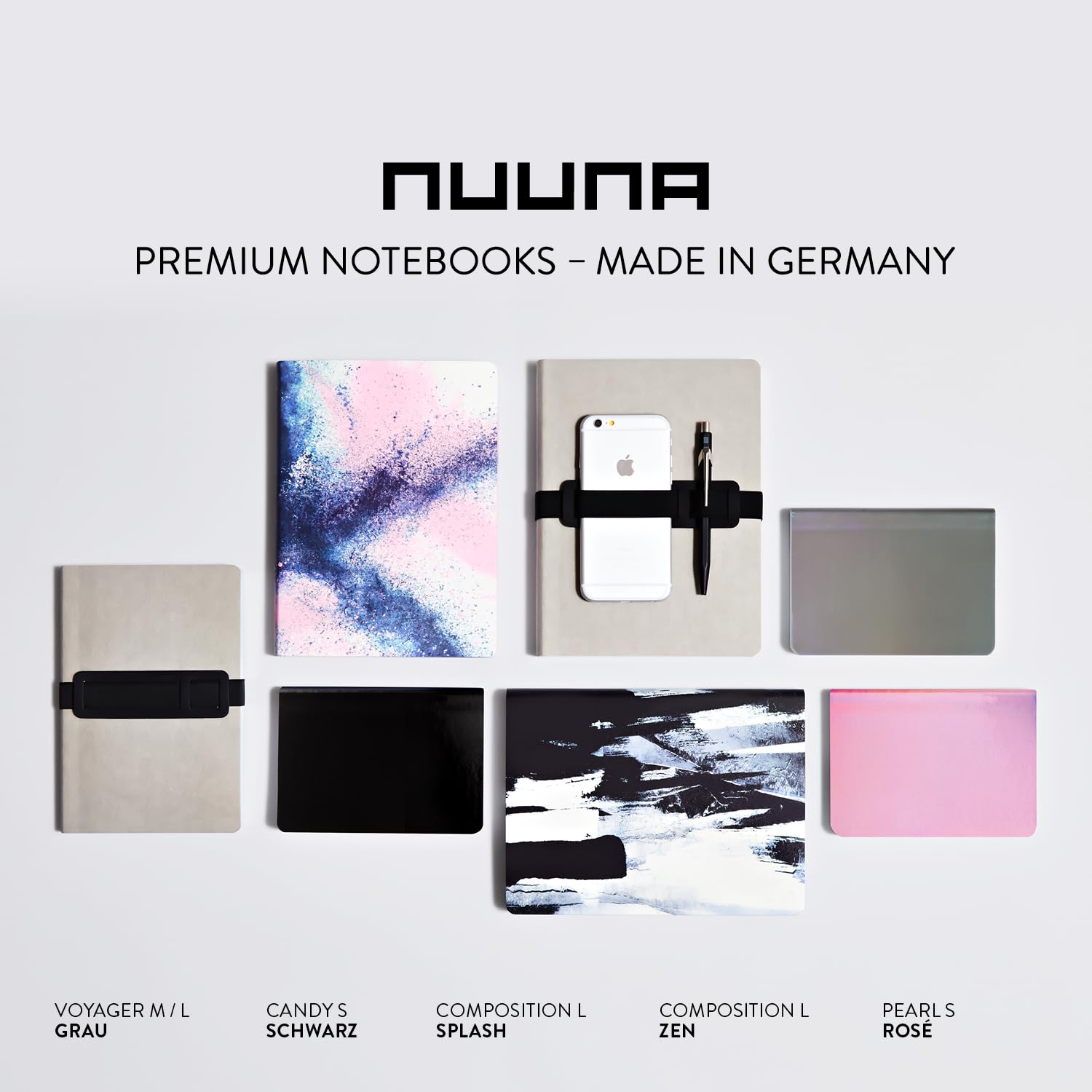 Nuuna Notizbuch A5+ Composition L - Splash, veganer Einband weiß