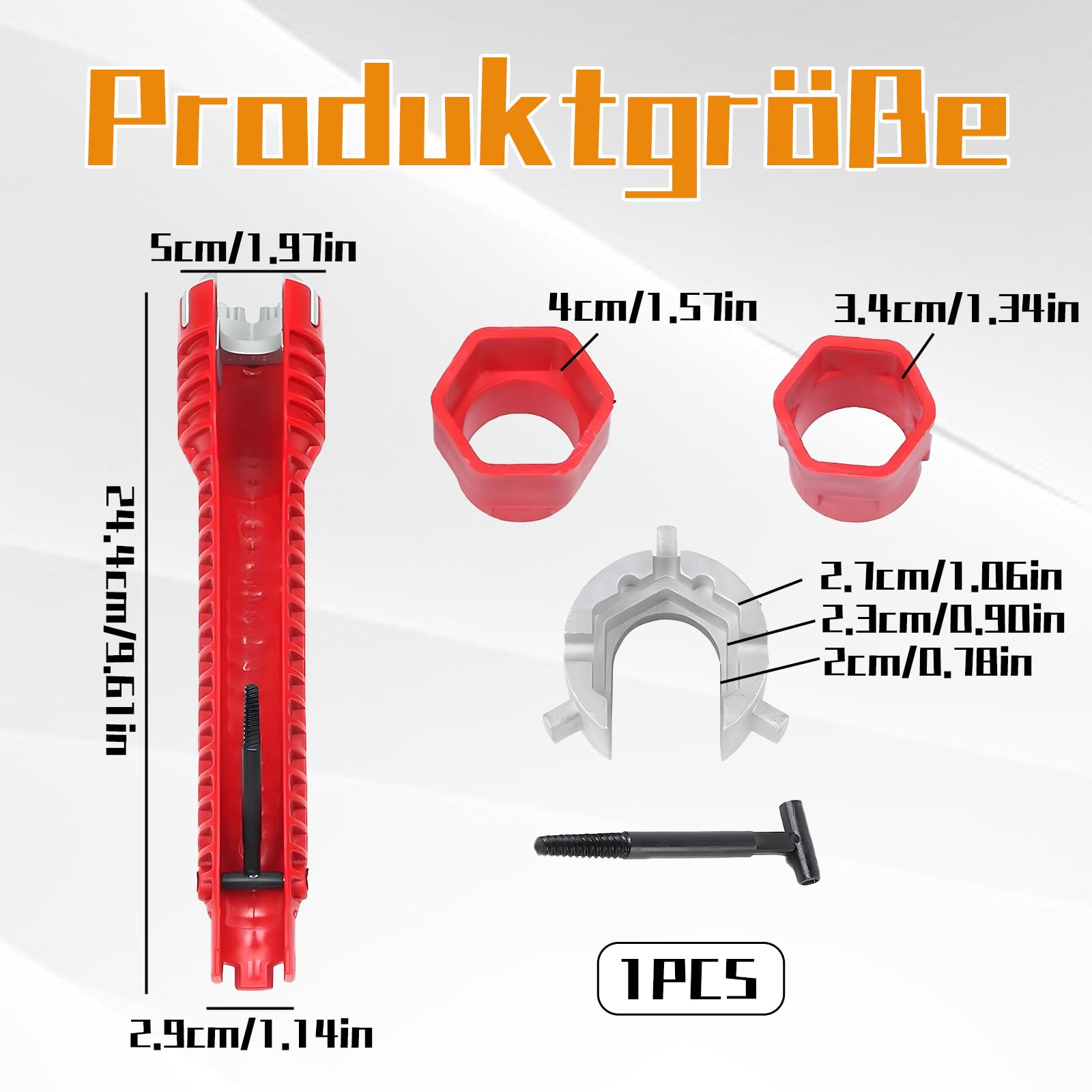 XcnPer Tap Spanner, 8 in 1 Faucet Wrench Tool, Tap Spanner for Tight Space Sink Tap Spanner, 25cm/9.84in*5cm/1.96in - Image 2