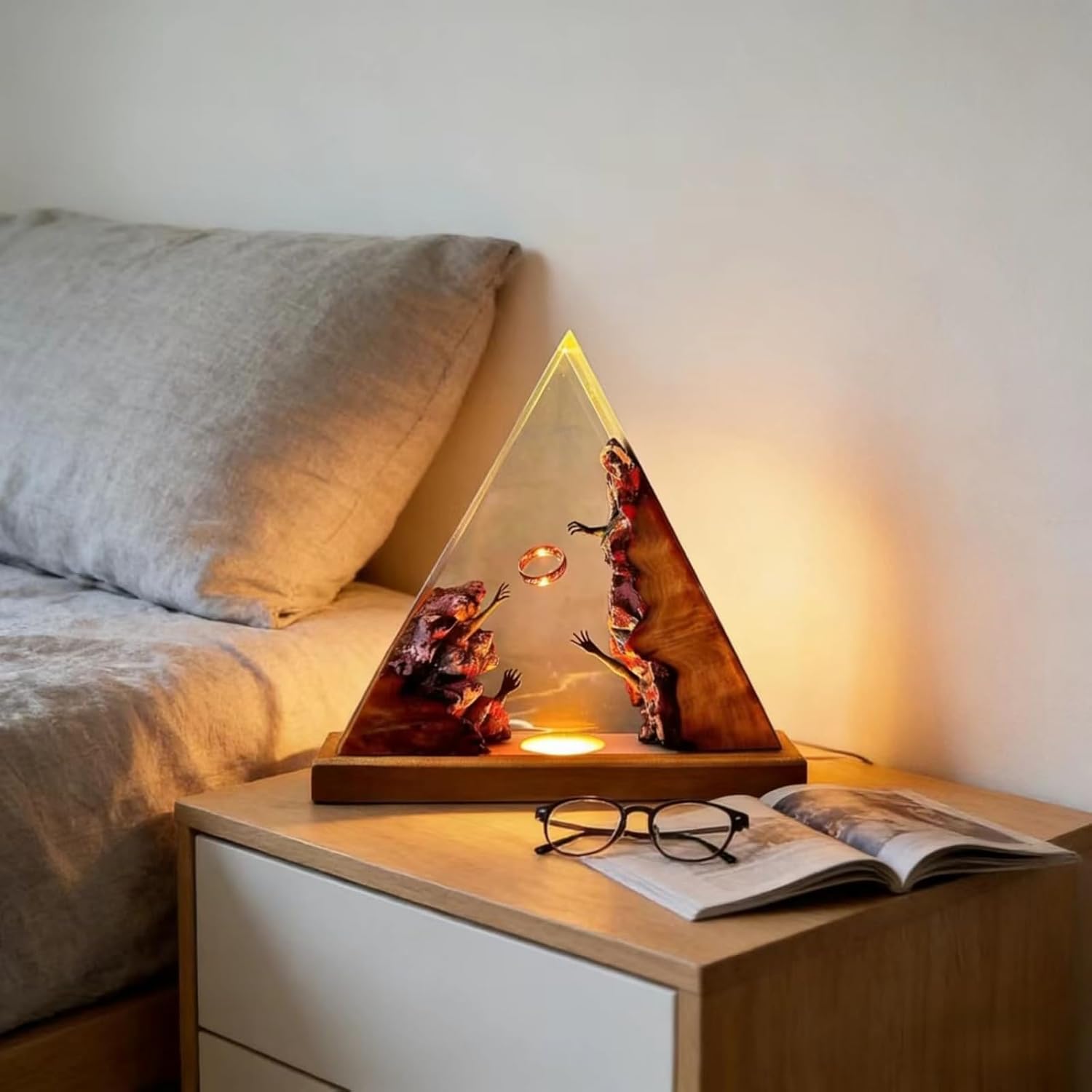 Mystical Resin Night Light - Handmade 3D Art Lamp for Fantasy Decor, Creative Gift for Your Best Friend, Unique Desktop Decorations, Add Atmosphere to Home and Office Resin Lamps(Orange,Small)