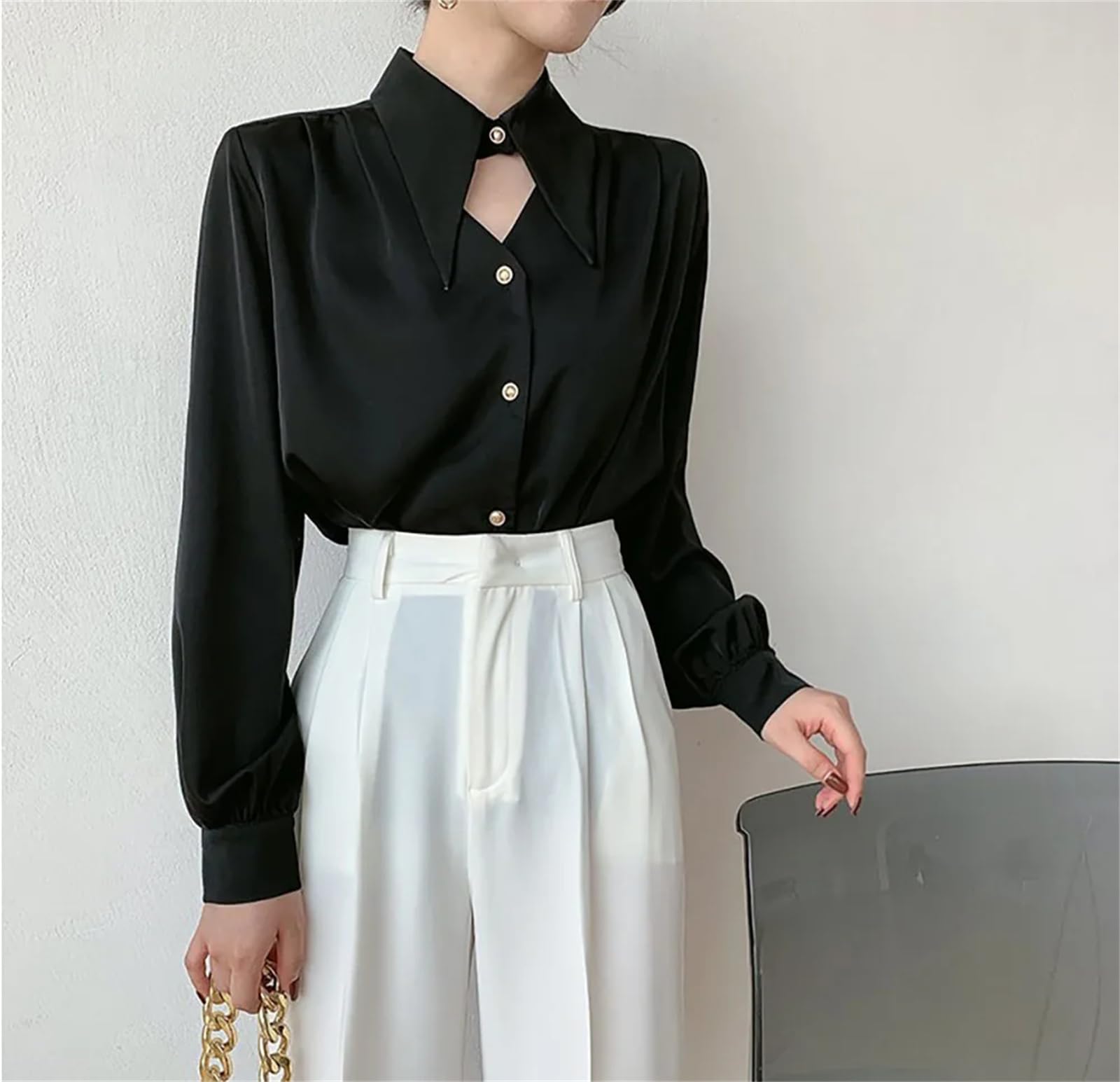 Camicie da donna in raso primavera autunno stile coreano maniche lunghe abbottonate camicie ufficio signore abbigliamento da lavoro camicette