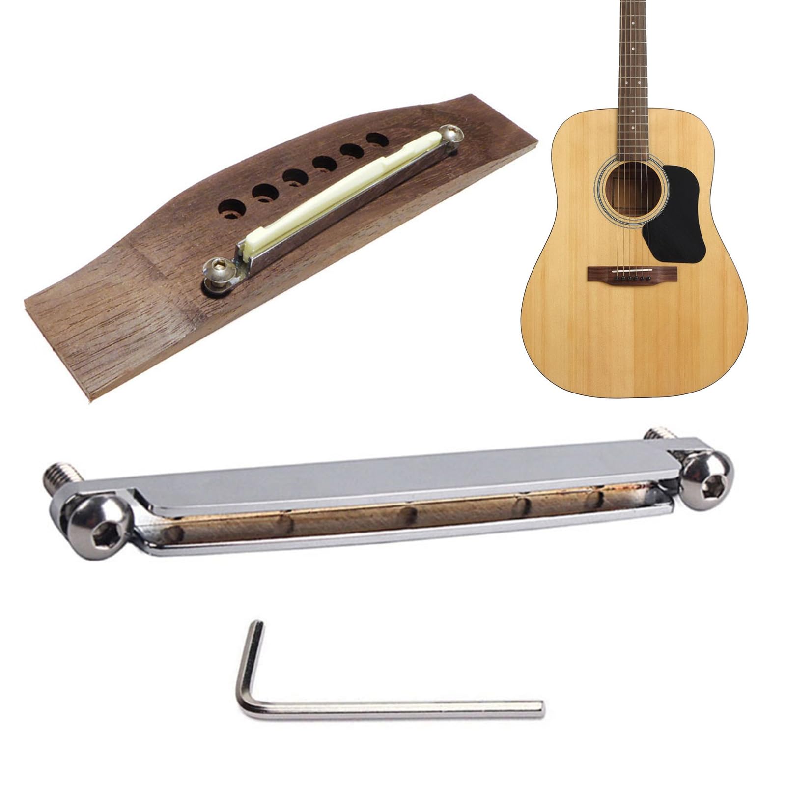 Adjustable Height Bridge Saddles Repair Tool Nut Replacement Upper Nut And Lower Nut Acoustic Guitar Metal Risers Saddles