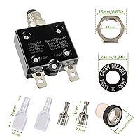 Vista 3 de Disyuntor de botón de reinicio manual 8A, 125/250 V CA, 50 V, CC, protector de sobrecarga térmica con terminales de conexión rápida y tapas de botón