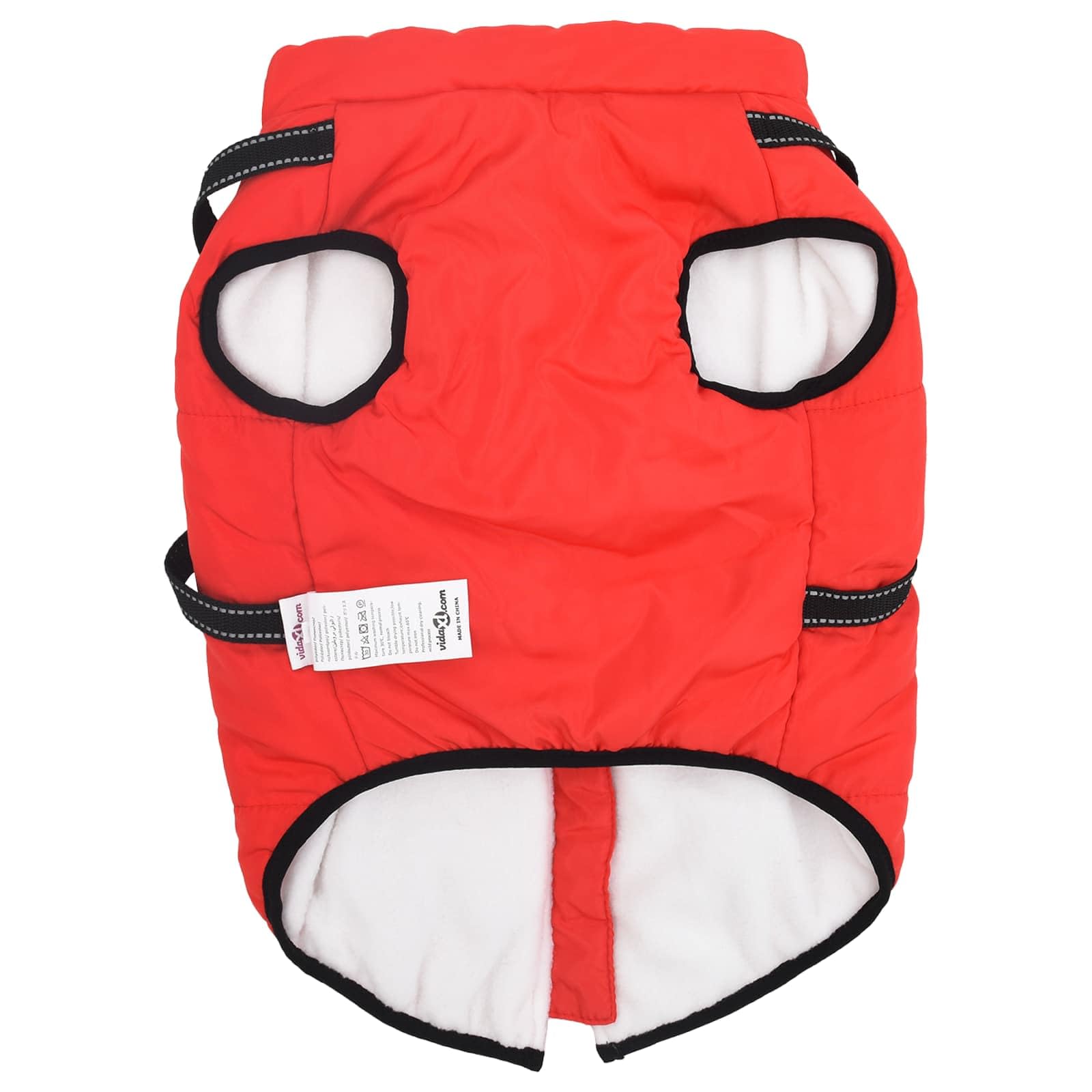 Cappottino per cani rosso L44 in pile e poliestere, regolabile con strisce riflettenti, antivento e impermeabile, ideale per inverno, autunno, attività all'aperto