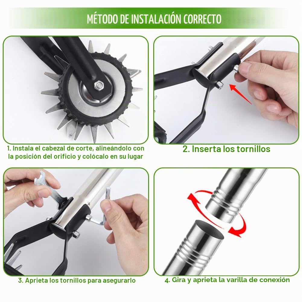 Cortador de bordes de césped con mango, cortadora de bordes con mango ajustable (100/135/170 cm)