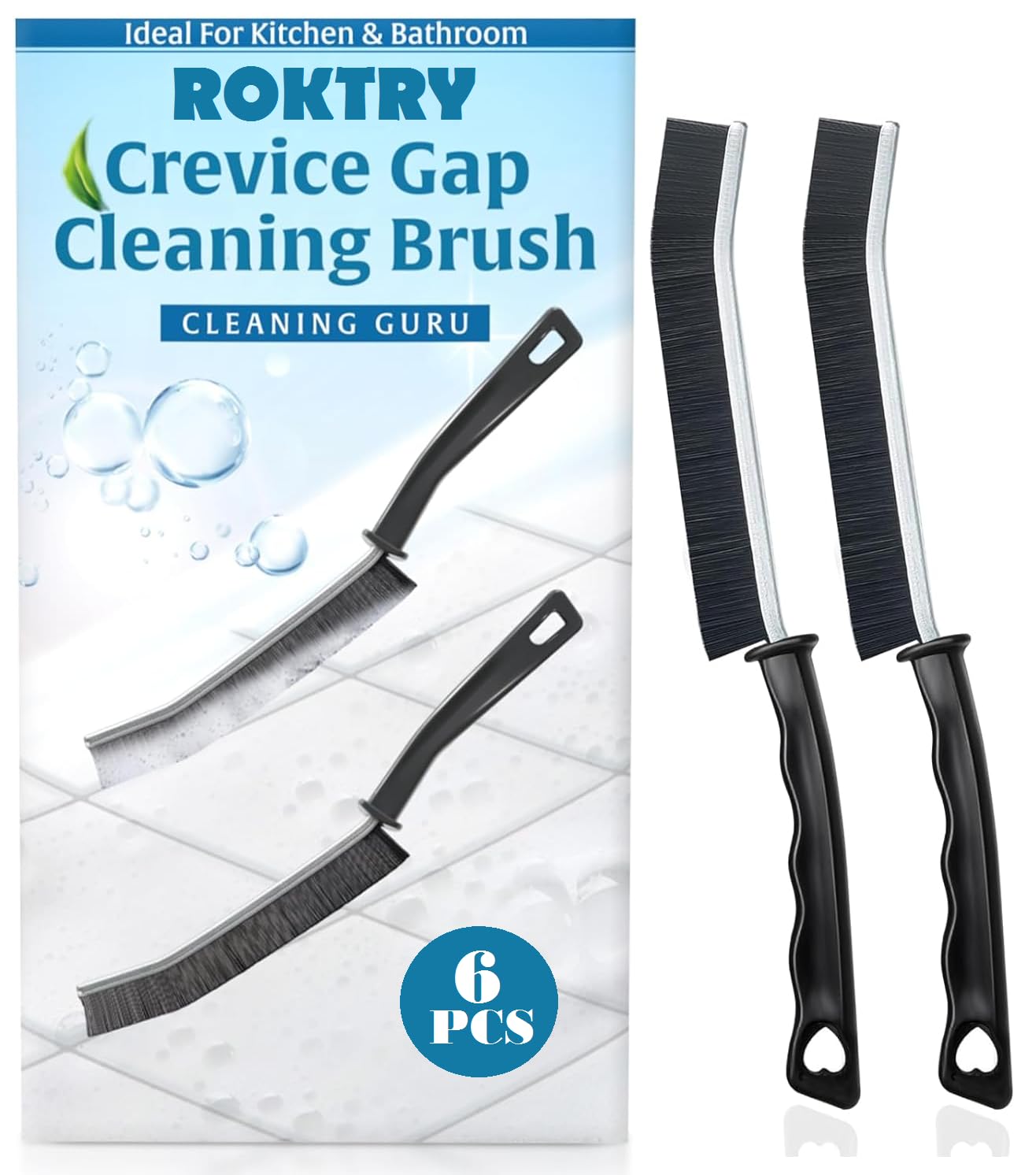 ROKTRY 6 pcs Crevice Cleaning Brush, Hard-Bristled Cleaning Brush Tool, for Kitchen Surfaces, Window Slots Dead Corners, Tiles & Faucetsr, Bathroom Gap-image-33