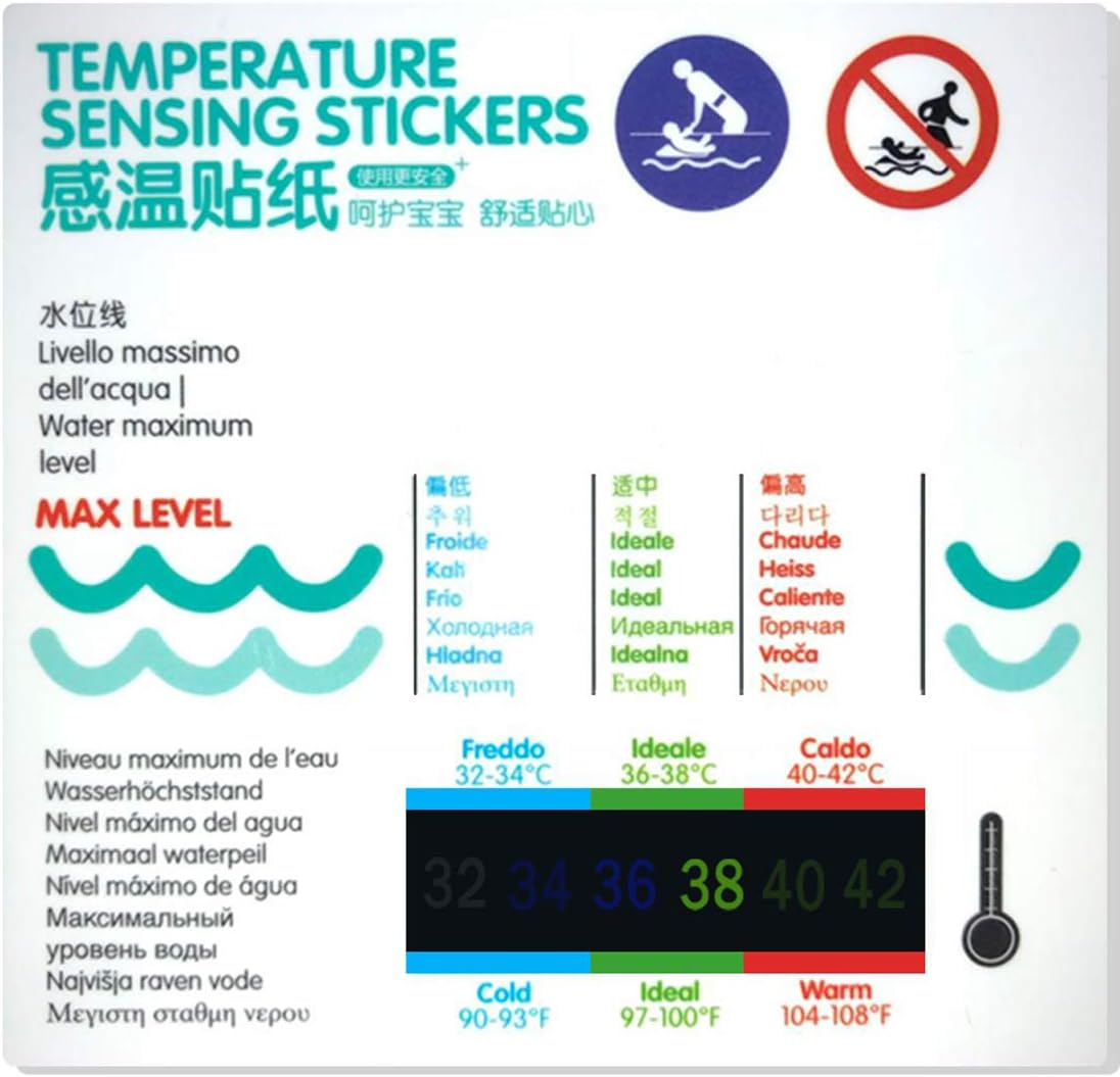 Thermometer for Kids Bath Thermometer 2 Pack,Safety Liquid Crystal Material(No Mercury,No Glass),More Scientific and Accurate Data, Easy to Use,Waterproof (Water Temperature Stickers)