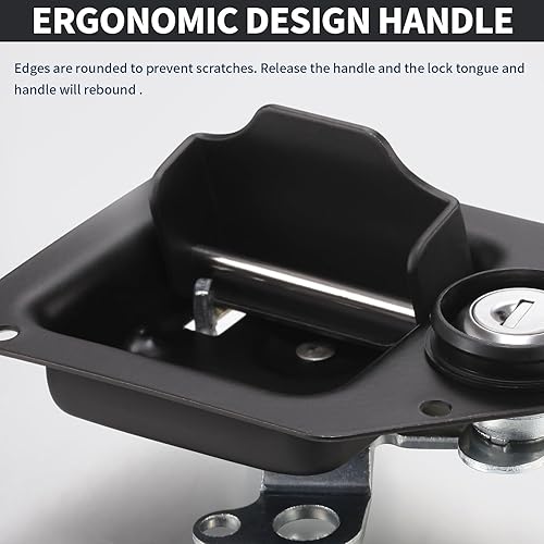 Miniatura 6 de Loclink Reemplazo de cerradura de caja de herramientas para camión, pestillo de paleta de montaje empotrado estándar negro, cerradura de manija para