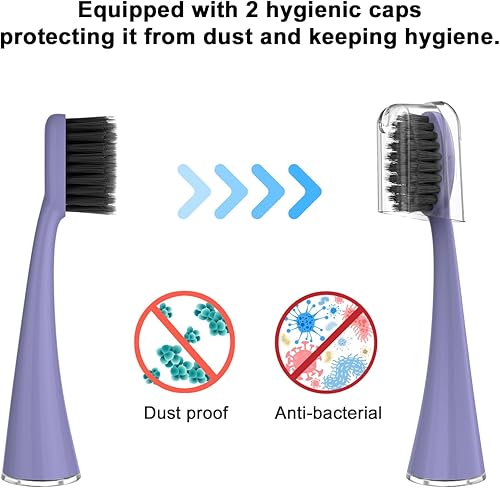 Miniatura 6 de Cabezales de repuesto para cepillo de dientes eléctrico Burst para adultos con tapas de cubierta antipolvo, cerdas de carbón suave para limpieza