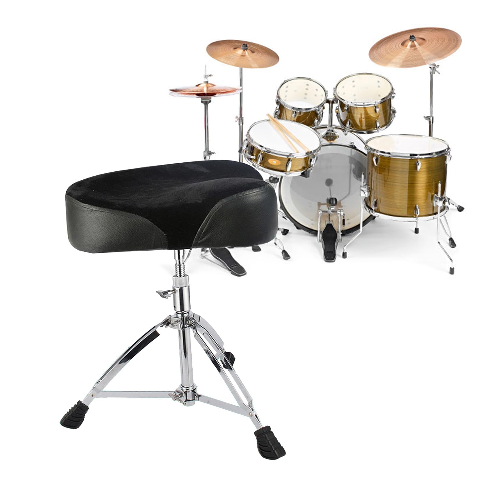 Wisecoco Tabouret De Tambour, Trône De Tambour De Support Universel en Alliage D'Aluminium Rembourré en Éponge à Hauteur Réglable pour Batteur(Noir)