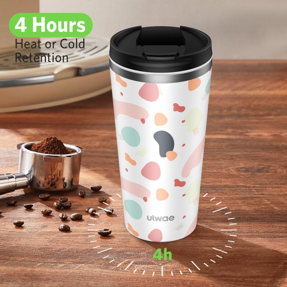 Insulated Coffee Mug with Ceramic Coating, 18oz Travel Mug with Leak-proof Lid, Vacuum Double-wall Tumbler, Stainless Steel Thermal Cup for Tea, Hot Cocoa, Cold Beverage, Ice Drinks - Image 3
