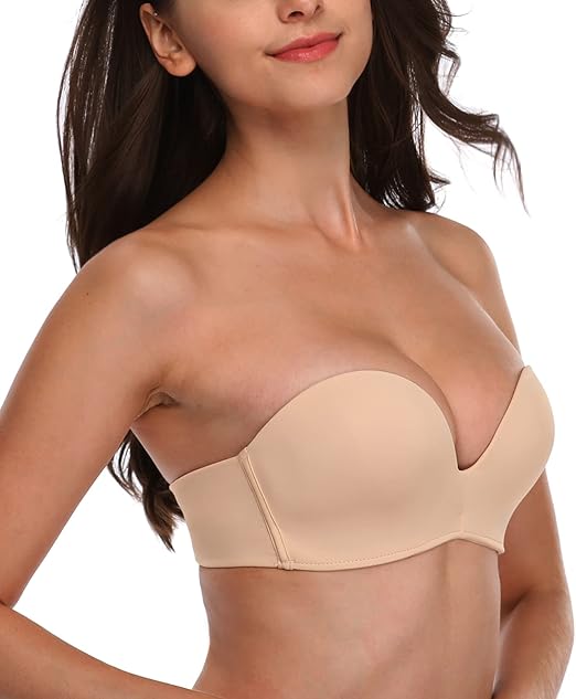 HACI Women's Supportive Push Up Strapless Bra Lift AntiSlip Wirefree Amazon.ca Clothing