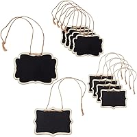DELORIGIN 10pcs Mini Wooden Chalkboard Decanter Tags - 2 Styles Reusable Labels for Wine Whiskey Bottles, Weddings, Parties