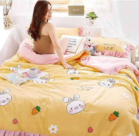 Amazon 洗える 肌掛け布団 カバー不要 掛け布団 夏用 可愛い 軽量 キルトケット クールケット ひんやり いちご柄 パイナップル柄 オレンジ柄 子供用ふとん 冷房対策 抗菌防臭 シンプル ダブル 夏用掛ふとん フリンジ付き 花柄 布団 プレゼント 掛けふとん オンライン通販