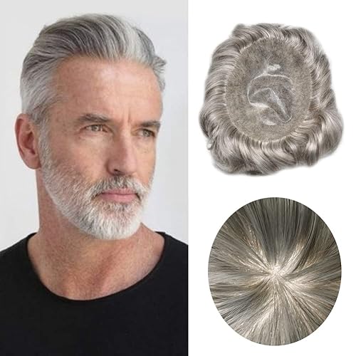 Miniatura 9 de Toupee - Peluca de cabello para hombre, sistema de reemplazo de cabello de poliuretano inyectado completo, piel duradera, pieza de cabello humano