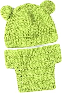 PartyKindom Kit De Crochê Suéter De Malha De Crochê Adereços Para Recém-Nascidos Roupa De Crochê Terno Sapo Suéter Gorros Para Recém-Nascido Gorro Fotografia De Recém-Nascido Adereço Chapéu