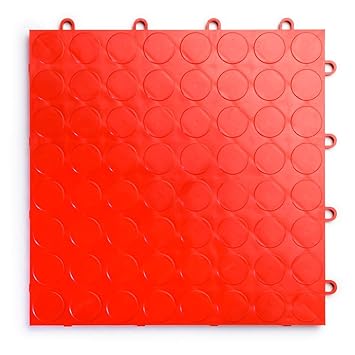 GlobalNiche RaceDeck CircleTrac, Durable Interlocking Modular Garage Flooring Tile (48 Pack), Red