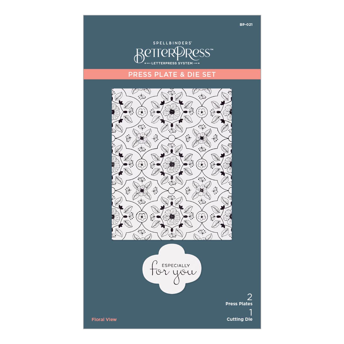 Spellbinders Metal Floral View Betterpress Plate