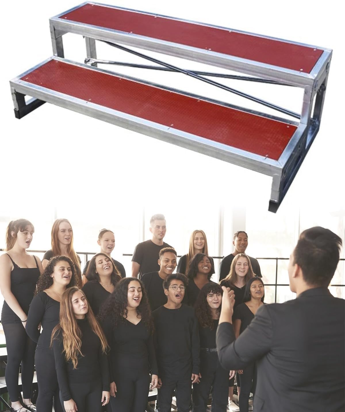 Anti-Slip Choral Risers - Sturdy Choir Platform Steps for Schools, Churches & Weddings - Perfect for Music Stands, Group Photos & Performances