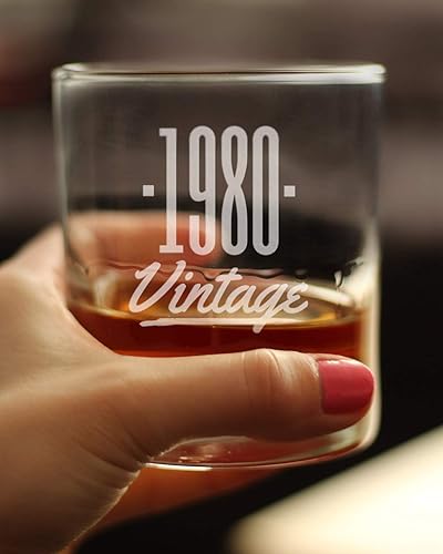 Miniatura 3 de Vintage 1980 - Fun 43rd Birthday Whiskey Rocks Glass Gifts for Men & Women Turning 43 - Retro Whisky Drinking Tumbler