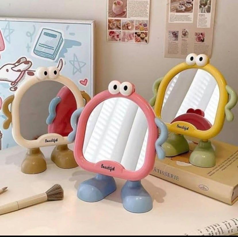 Veloria Cute Cartoon Desktop Vanity Mirror with Stable Stand, Decorative Tabletop Makeup Mirror, Portable Dressing Mirror for Kids, Girls, Bedrooms, Study Tables and Beauty Accessories-image-21